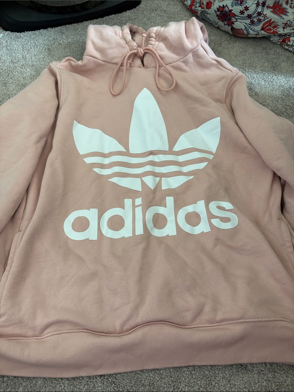 adidas Women’s Blush Pink Pullover Hoodie with White Trefoil